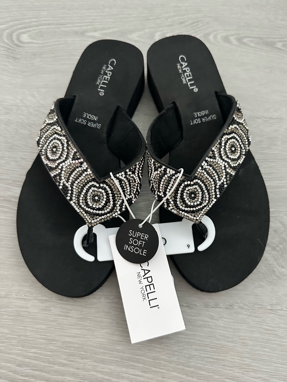 Capelli New York Rhinestone Thong Flip Flop Sandals